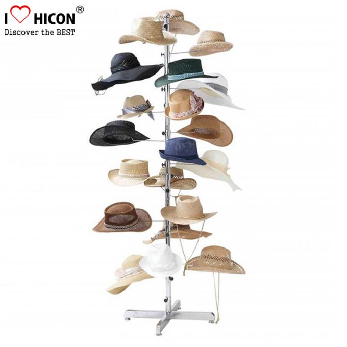 Libere el estante giratorio derecho del casquillo del soporte de exhibición del sombrero del metal 7-Layer para la tienda al por menor