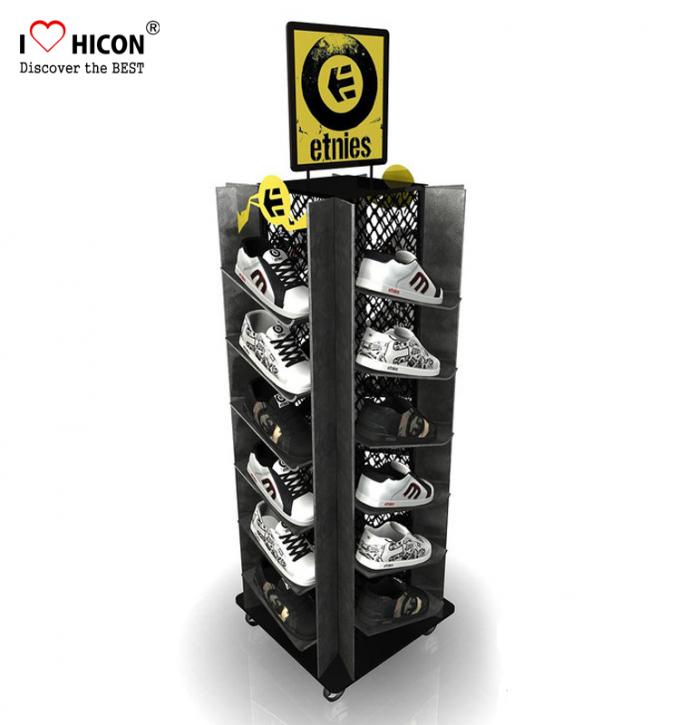 Exhibiciones de encargo de los zapatos del soporte de exhibición de los deslizadores de los estantes de exhibición del metal del márketing de Instore